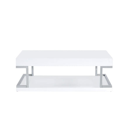 Aspers Coffee Table 83125 White Top & Chrome Finish | Acme - 83125 - Home Elegance USA - 2