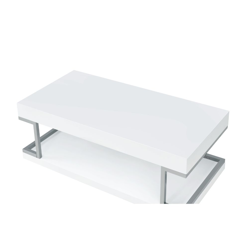 Aspers Coffee Table 83125 White Top & Chrome Finish | Acme - 83125 - Home Elegance USA - 3