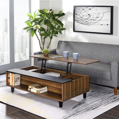 Avala Coffee Table W/Lift Top 83140 Walnut & Black Finish | Acme - 83140 - Home Elegance USA - 1