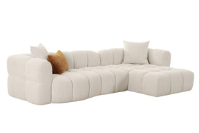 Freya - Modern Beige Fabric Sectional Sofa w/ Console - View Image 1