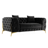 Clarice - Transitional Black Velvet Loveseat - View Image 1