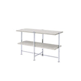 Acme - Brecon Sofa Table 83213 White Oak & Chrome Finish