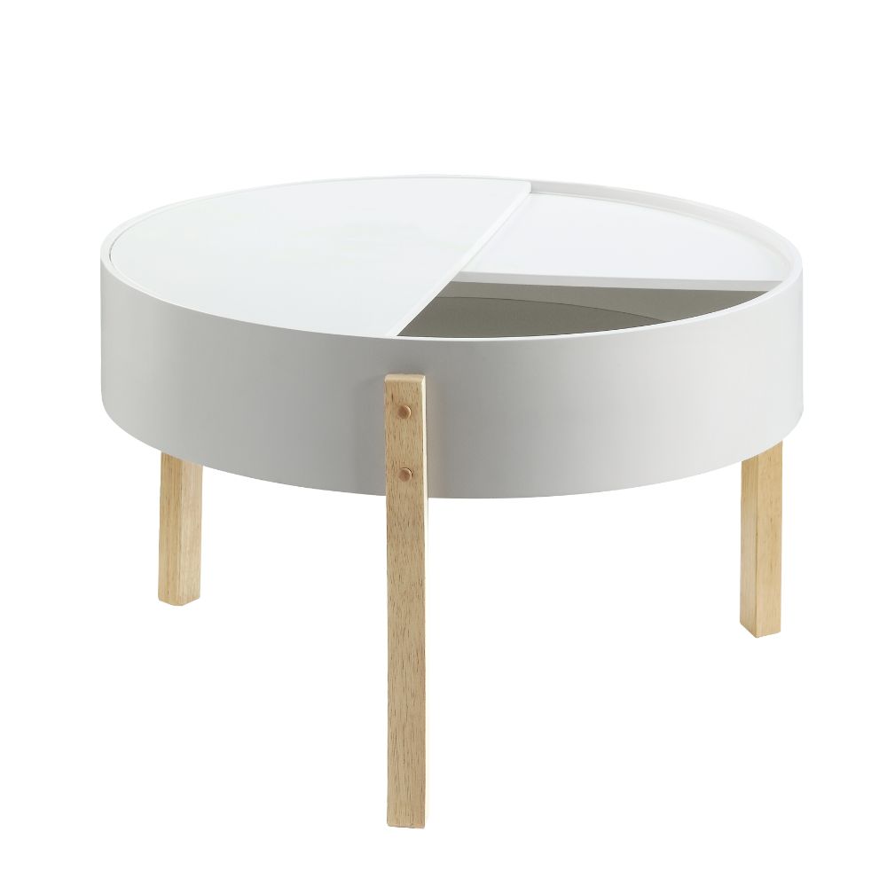 Acme - Bodfish Coffee Table 83215 White & Natural Finish