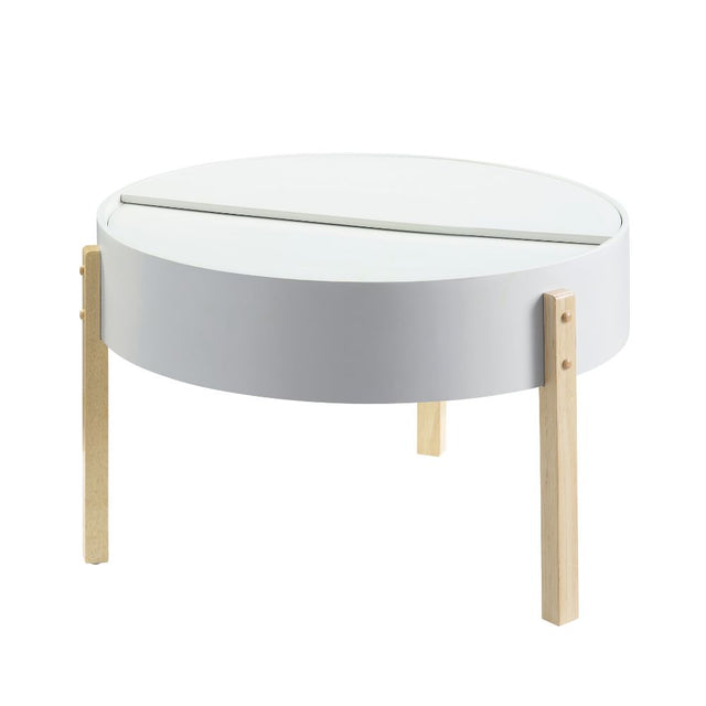 Acme - Bodfish Coffee Table 83215 White & Natural Finish