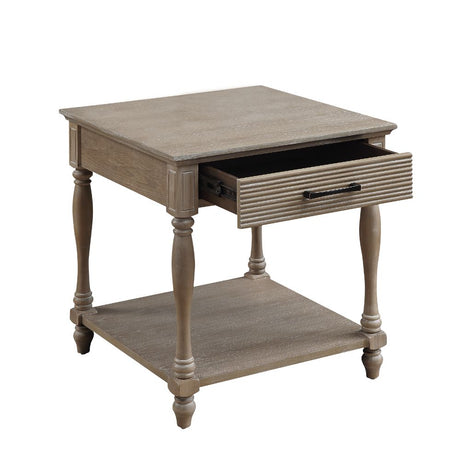 Acme - Ariolo End Table 83222 Weathered Oak Finish