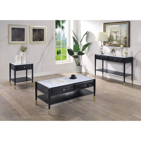 Atalia Coffee Table 83225 Marble Top & Black Finish | Acme - 83225 - Home Elegance USA - 5