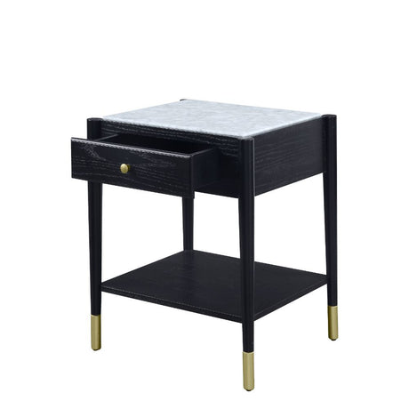 Atalia End Table 83227 Marble Top & Black Finish | Acme - 83227 - Home Elegance USA - 3