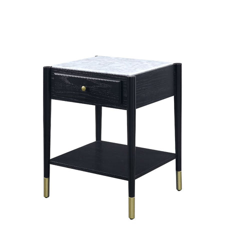 Atalia End Table 83227 Marble Top & Black Finish | Acme - 83227 - Home Elegance USA - 1