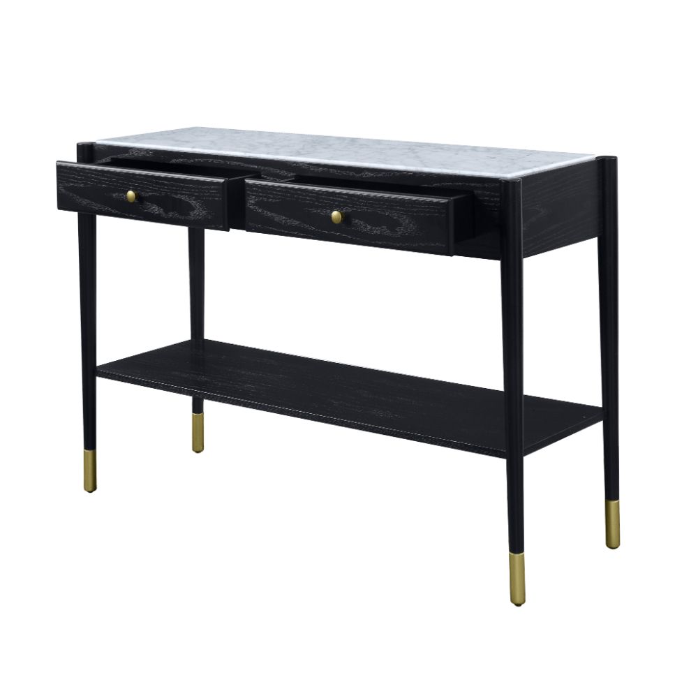 Atalia Sofa Table 83228 Marble Top & Black Finish | Acme - 83228 - Home Elegance USA - 3