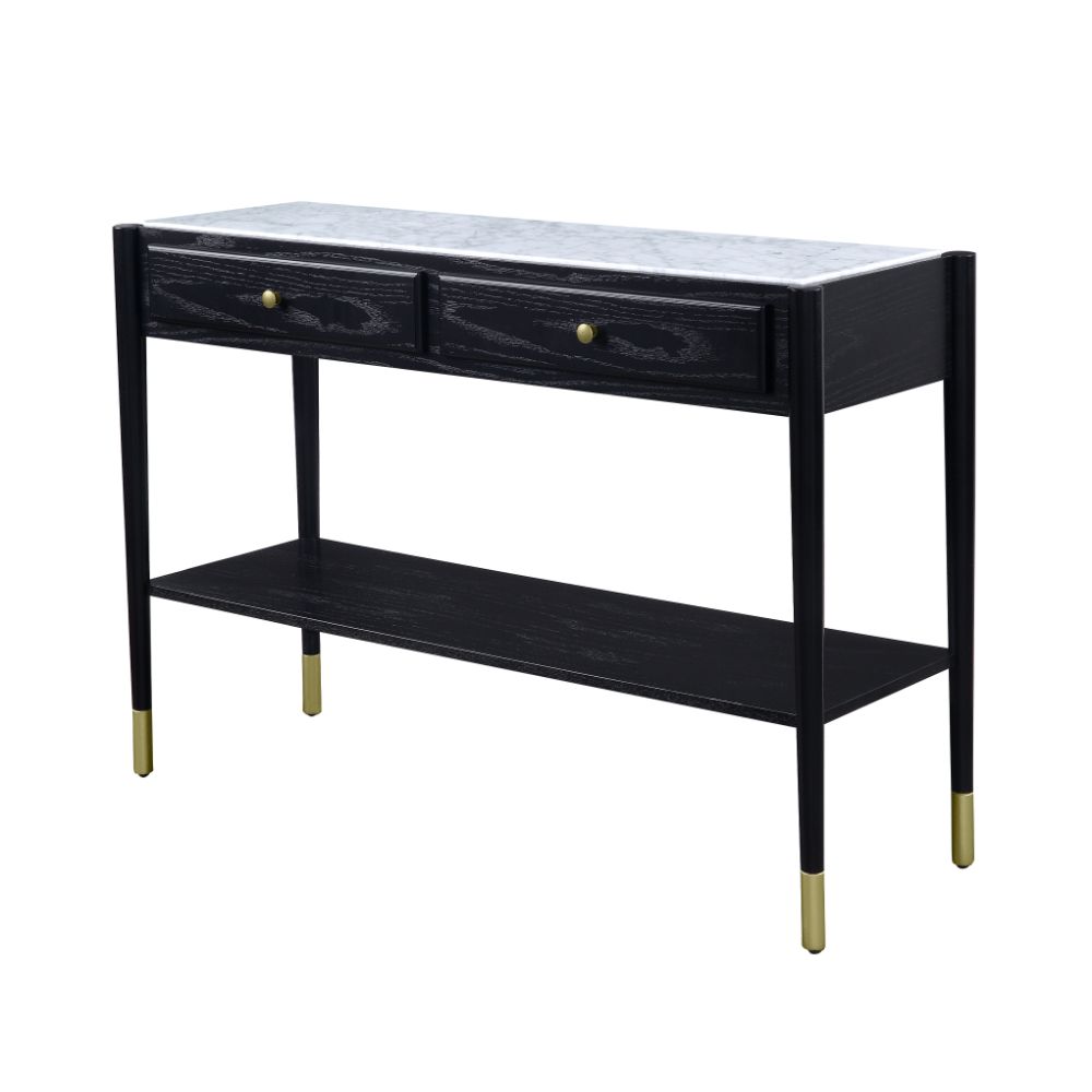 Atalia Sofa Table 83228 Marble Top & Black Finish | Acme - 83228 - Home Elegance USA - 1