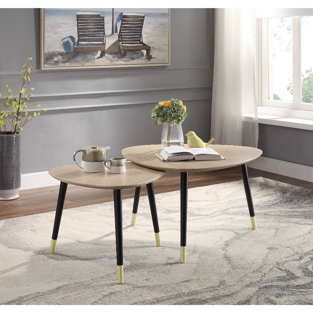 Allison Nesting Table Set 83230 Natural & Black Finish | Acme - 83230 - Home Elegance USA - 4