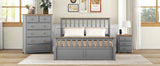 3 - Pieces Bedroom Sets Queen Size Platform Bed with Nightstand(USB Charging Ports) and Storage Chest,Gray+Natrual - HL000119AAE - image - 5