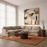 Chantry - Modern Grey Sand Fabric Sectional Sofa - View Image 1