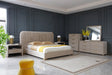 Eastern King Florence - Modern Beige Velvet + Shagreen Bedroom Set - View Image 1