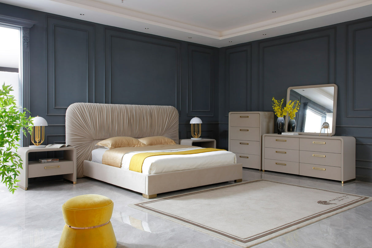 Florence - Modern Beige Leatherette + Gold Dresser - View Image 1
