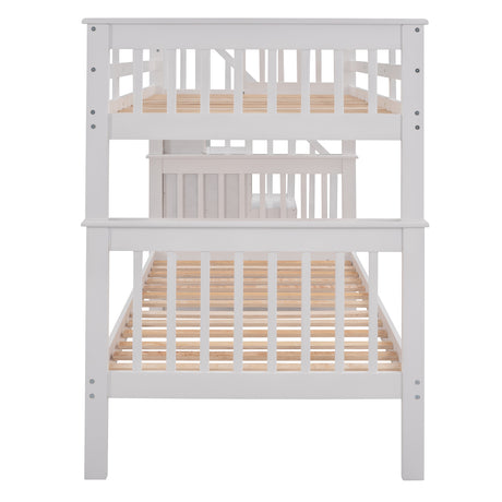 Stairway Twin-Over-Twin Bunk Bed with Three Drawers for Bedroom, Dorm - White(Old sku: LT000309AAK) - sold by Home Elegance USA