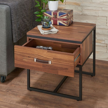 Acme - Sara I End Table 83317 Walnut & Sandy Black Finish