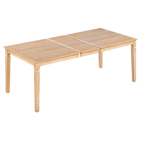 TREXM Vintage Extendable Dining Table Set for 6 with 4 Chairs & Bench, 59 to 72-Inch Rustic Farmhouse Kitchen Table Set with Distressed Finish and Retro Carved Legs (Natural Wood Wash) - sold by Home Elegance USA