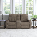 Strait Leather Power Reclining Loveseat With Console & Power Headrests | Flexsteel