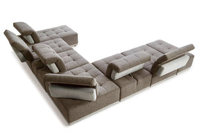 Ekron - Modern Brown & Beige Fabric Modular Sectional Sofa - View Image 1
