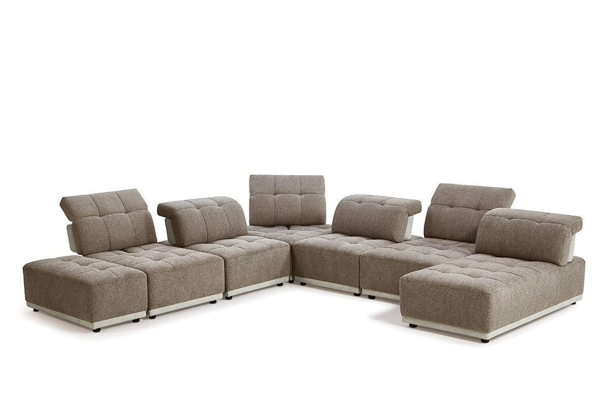 Ekron - Modern Brown & Beige Fabric Modular Sectional Sofa - View Image 1