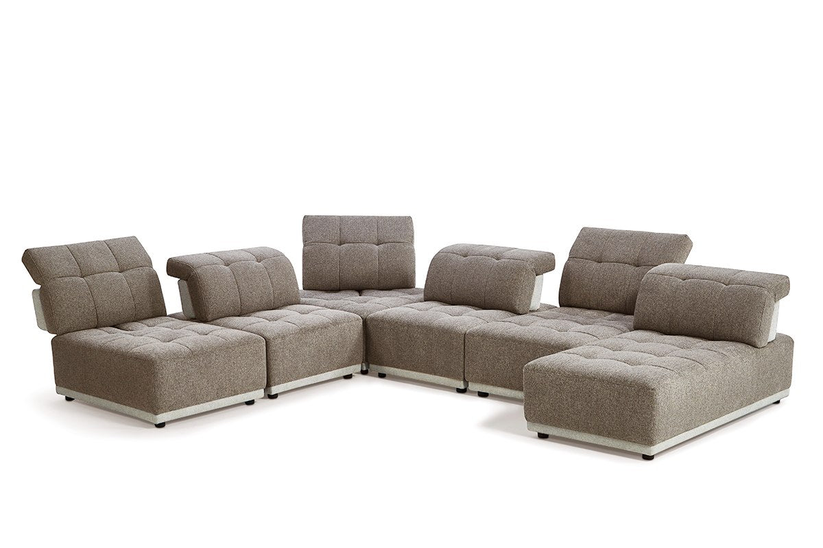 Ekron - Modern Brown & Beige Fabric Modular Sectional Sofa - View Image 1
