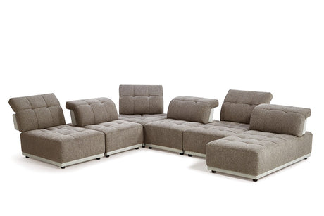 Ekron - Modern Brown & Beige Fabric Modular Sectional Sofa - View Image 1