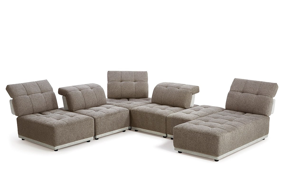Ekron - Modern Brown & Beige Fabric Modular Sectional Sofa - View Image 1