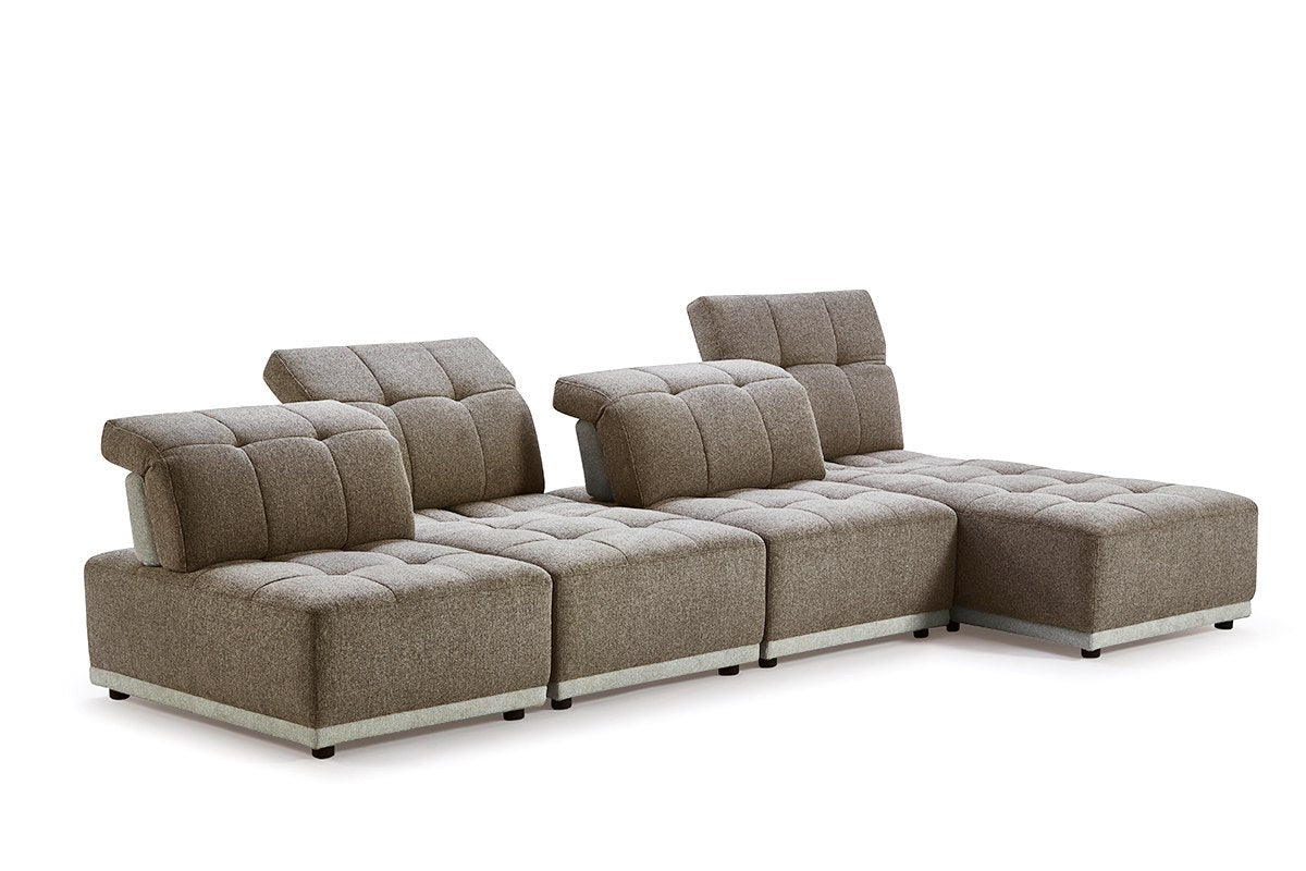 Ekron - Modern Brown & Beige Fabric Modular Sectional Sofa - View Image 1