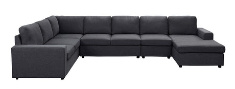 Hayden 146.5' Modular Sectional Sofa with Reversible Chaise in Dark Gray Linen - sold by Home Elegance USA