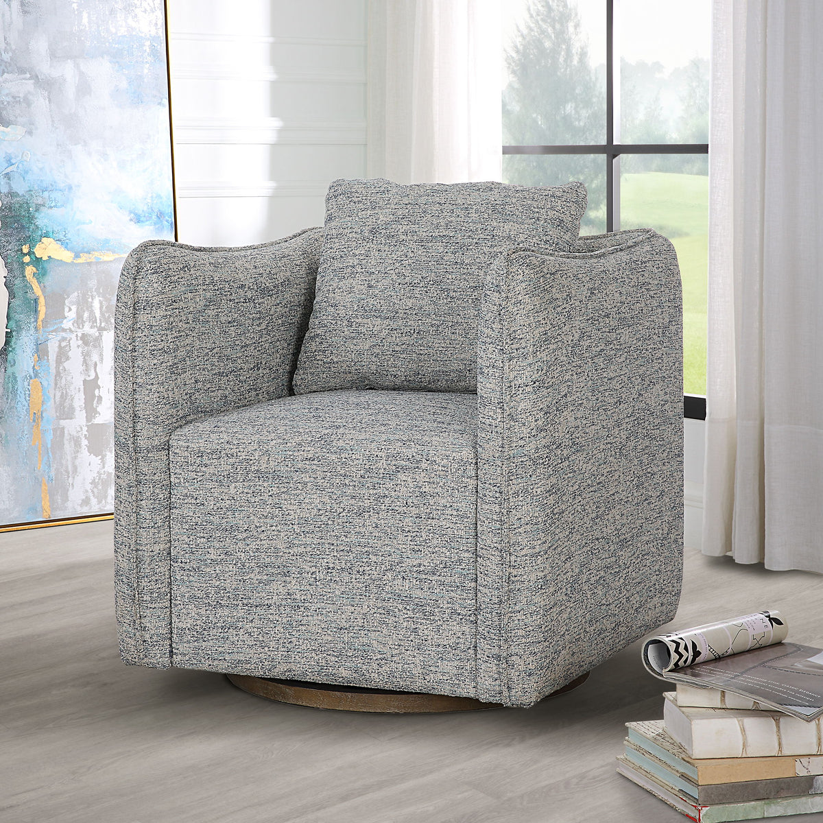 Corben Swivel Chair - Light Gray by Uttermost - View 2