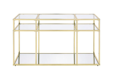 Acme - Uchenna Sofa Table 83473 Clear Glass & Gold Finish