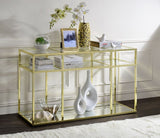 Acme - Uchenna Sofa Table 83473 Clear Glass & Gold Finish