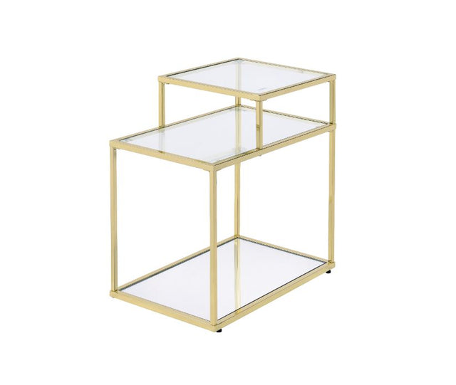 Acme - Uchenna Accent Table 83474 Clear Glass & Gold Finish