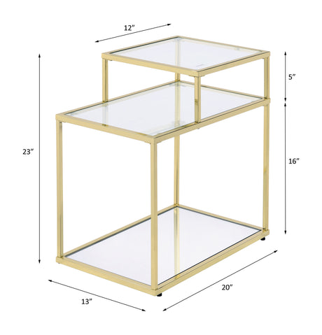 Acme - Uchenna Accent Table 83474 Clear Glass & Gold Finish