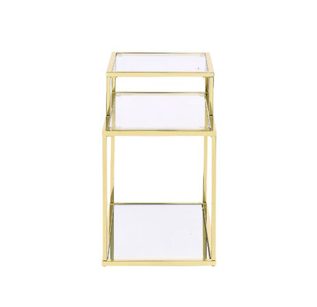 Acme - Uchenna Accent Table 83474 Clear Glass & Gold Finish