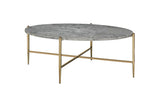 Acme - Tainte Coffee Table 83475 Faux Marble Top & Champagne Finish