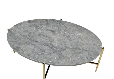 Acme - Tainte Coffee Table 83475 Faux Marble Top & Champagne Finish