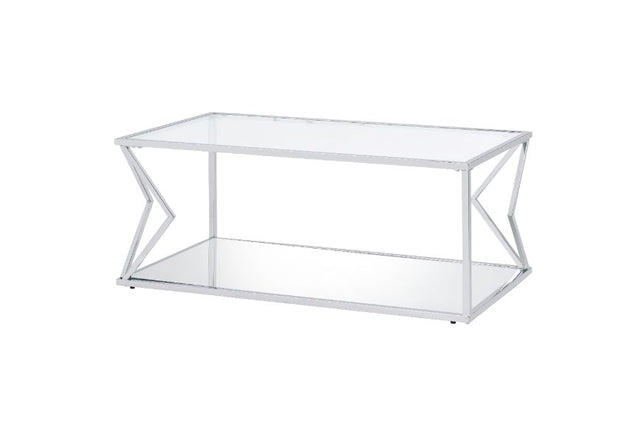 Acme - Virtue Coffee Table 83480 Clear Glass & Chrome Finish