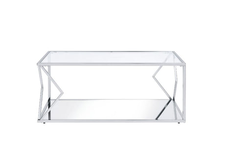 Acme - Virtue Coffee Table 83480 Clear Glass & Chrome Finish