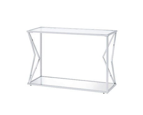 Acme - Virtue Sofa Table 83484 Clear Glass & Chrome Finish