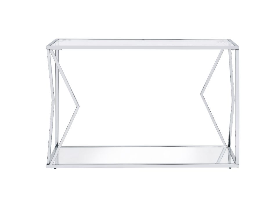 Acme - Virtue Sofa Table 83484 Clear Glass & Chrome Finish