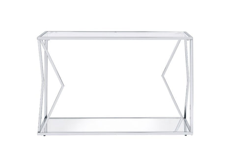 Acme - Virtue Sofa Table 83484 Clear Glass & Chrome Finish