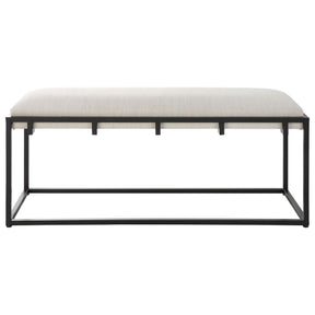Paradox Iron & Fabric Bench White & Black - White / Black by Uttermost - View 1