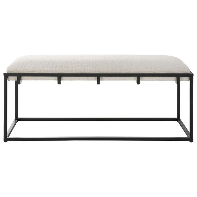 Paradox Iron & Fabric Bench White & Black - White / Black by Uttermost - View 1