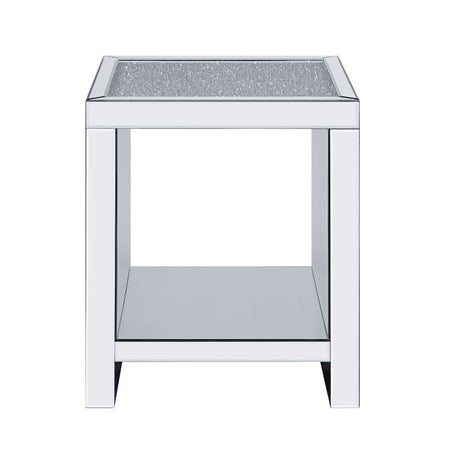 Acme - Noralie End Table 83582 Clear Glass, Mirrored & Faux Diamonds