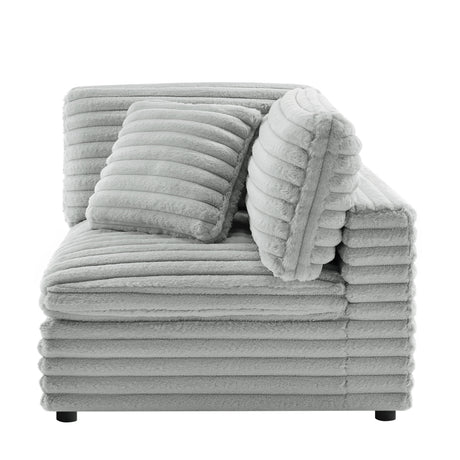 Jenny 5-Piece Sectional in Plush Polyester Cord-Like Fabric, Gray - sold by Home Elegance USA