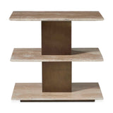 Travertini 3 Tiered Accent Table - Bronze / Beige by Uttermost - View 1