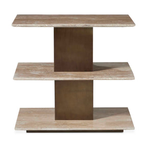 Travertini 3 Tiered Accent Table - Bronze / Beige by Uttermost - View 1