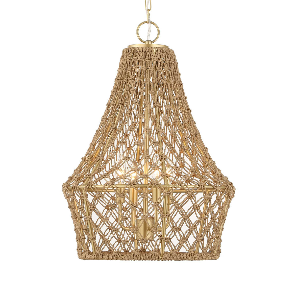 Macrame 4 Light Rope Pendant - Light Brown by Uttermost - View 4